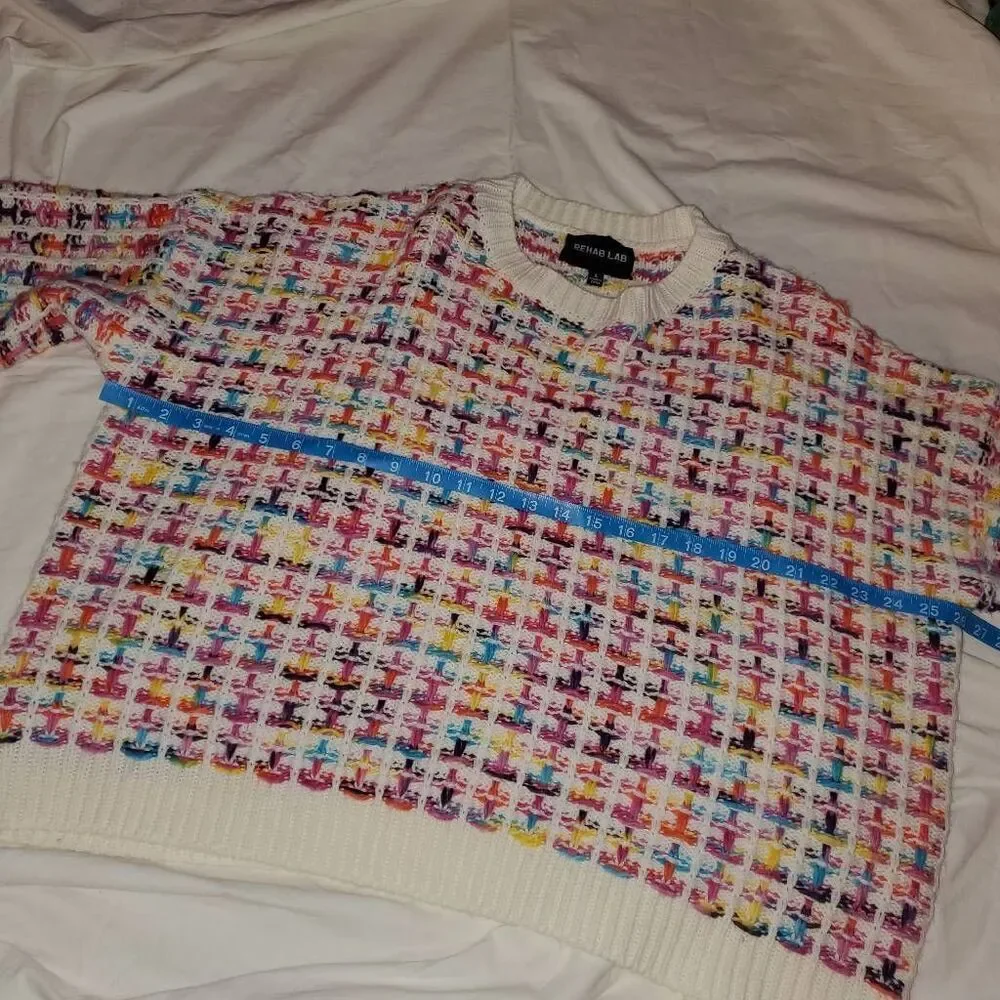 Rehab Lab Multicolor Knit Crewneck Oversized Sweater Size Large
